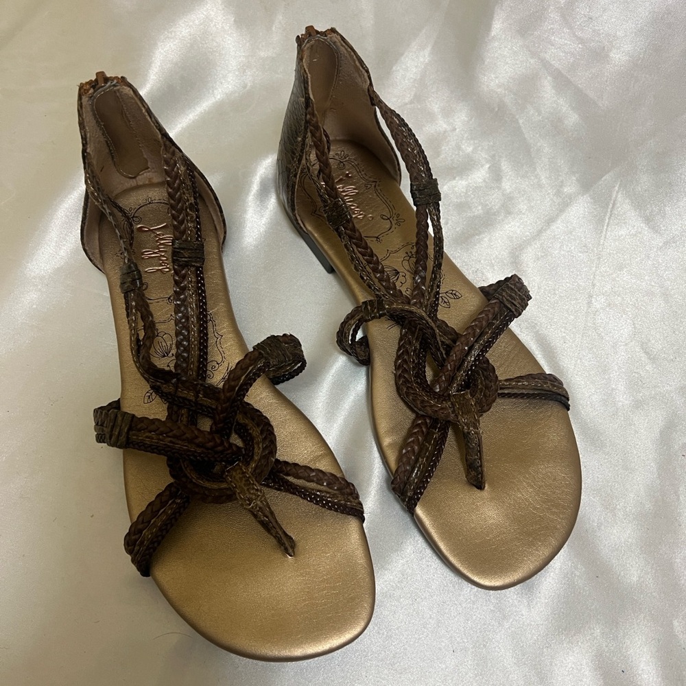 Jellypop Metallic and Brown Braided Sandals